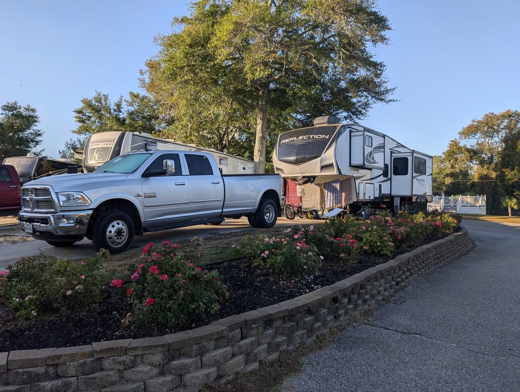 RoadRabers truck and fifth wheel used for full-time RV living